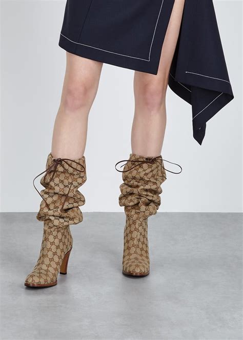 gucci monogram boots price|gucci print thigh high boots.